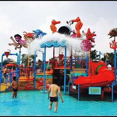 Het Materiaal van het waterpark, het Waterspeelplaats van Jonge geitjes voor 50 Ruiters 17.5 * 11 * 7m