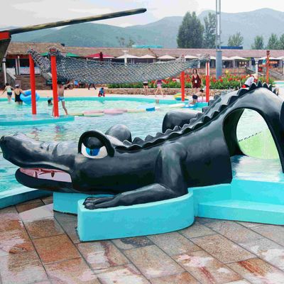 Van het het Parkmateriaal van het glasvezelwater de Dia van de het Beeldverhaalkrokodil voor Kinderen/Aangepaste Waterdia