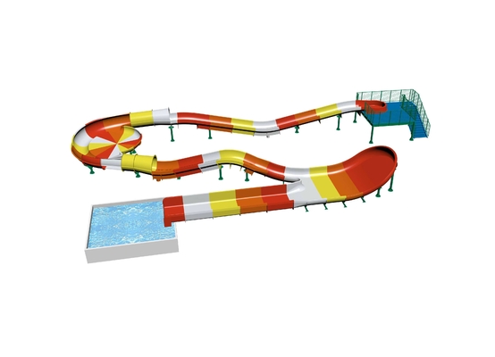 Glasvezel water rollercoaster glijbanen voor kinderen buitenzwembad water glijbaan voor gezinnen met een veiligheid hoogte in geel