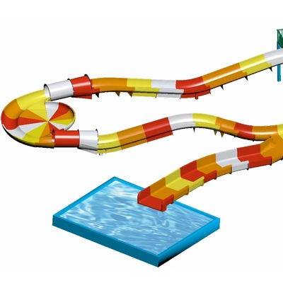 Glasvezel water rollercoaster glijbanen voor kinderen buitenzwembad water glijbaan voor gezinnen met een veiligheid hoogte in geel