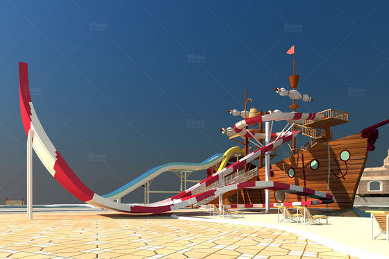 Aangepast waterpark met winkelcentrum