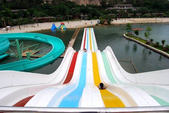 Multi-Lane Rainbow Water Slide for Water Park | 4-Lane Mat Racing Slide | Fiberglass Rainbow Slide Manufacturer Since 1994