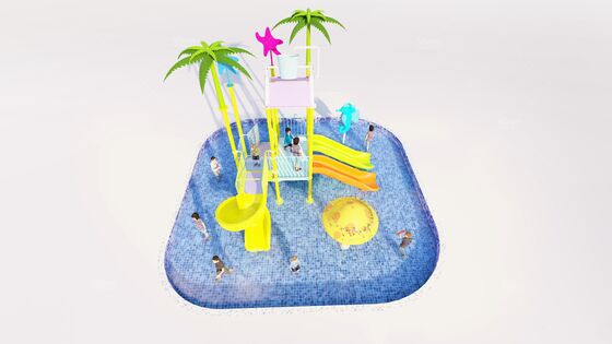 6.3m*6.3m*4.5m Oceaanstijl Thema Aqua Speeltuin met 12 Maanden Garantie voor Nat Speelgebied