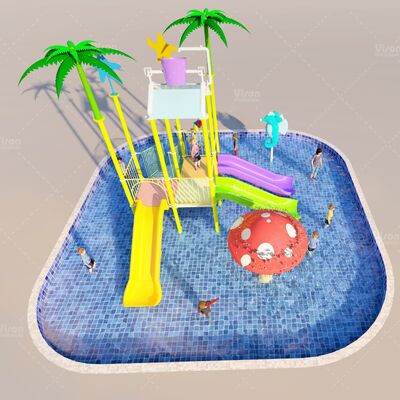 6.3m*6.3m*4.5m Oceaanstijl Thema Aqua Speeltuin met 12 Maanden Garantie voor Nat Speelgebied
