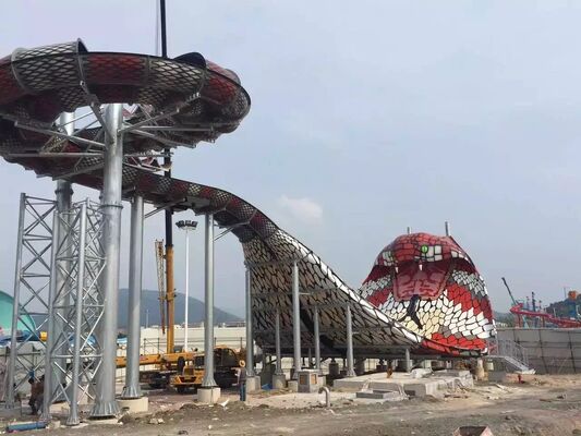 King Cobra glasvezel waterglijbaan met 16.4m platformhoogte, 480-persoonscapaciteit en warm gegalvaniseerde staalstructuur