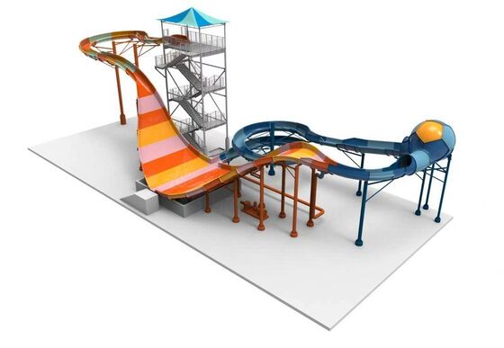 Draaipunt waterglijbaan - Smart Split-Track Double Raft High Capacity Glasvezel Waterglijbaan
