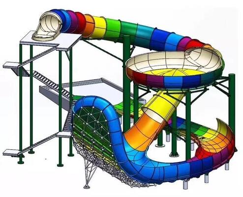 18 meter hoge Sky Pit glijbaan met 12 meter Super Bowl en 4 personen Raft Thrill Ride