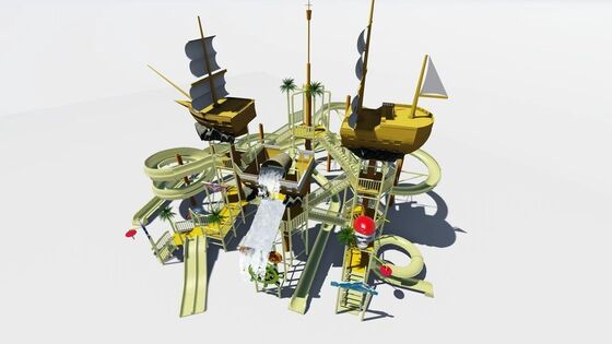 Piratenboot Water Speeltoestel met Reusachtige Kantelbak en Glasvezelconstructie voor Kinder Waterpark Uitrusting